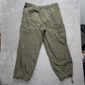 PINK Victoria's Secret Pants Womens XXL Green Cargo Nylon Elastic Waist Pockets